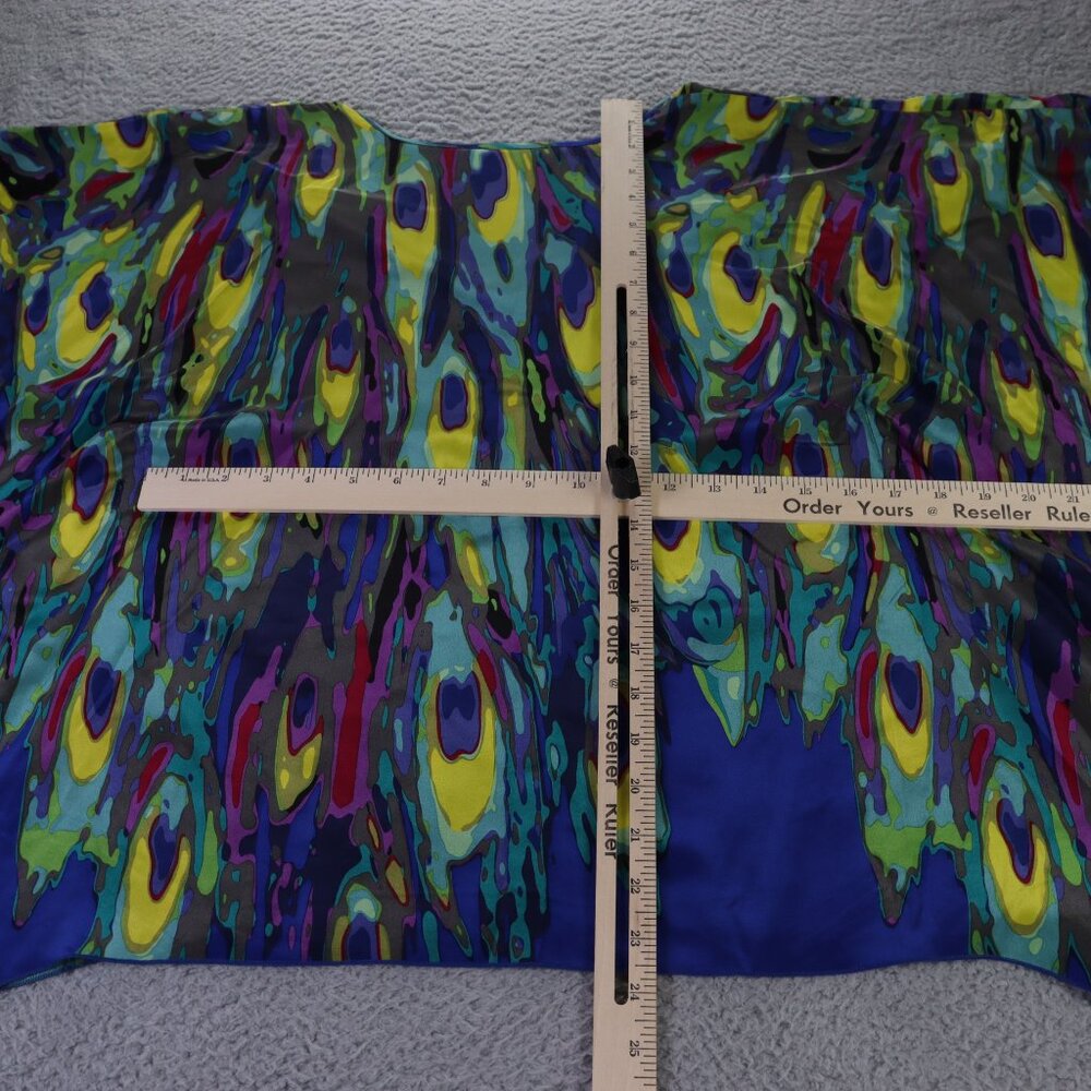 Trina Turk Top Womens P Blue Multicolor V Neck Abstract 100% Silk Blouse - Picture 7 of 10